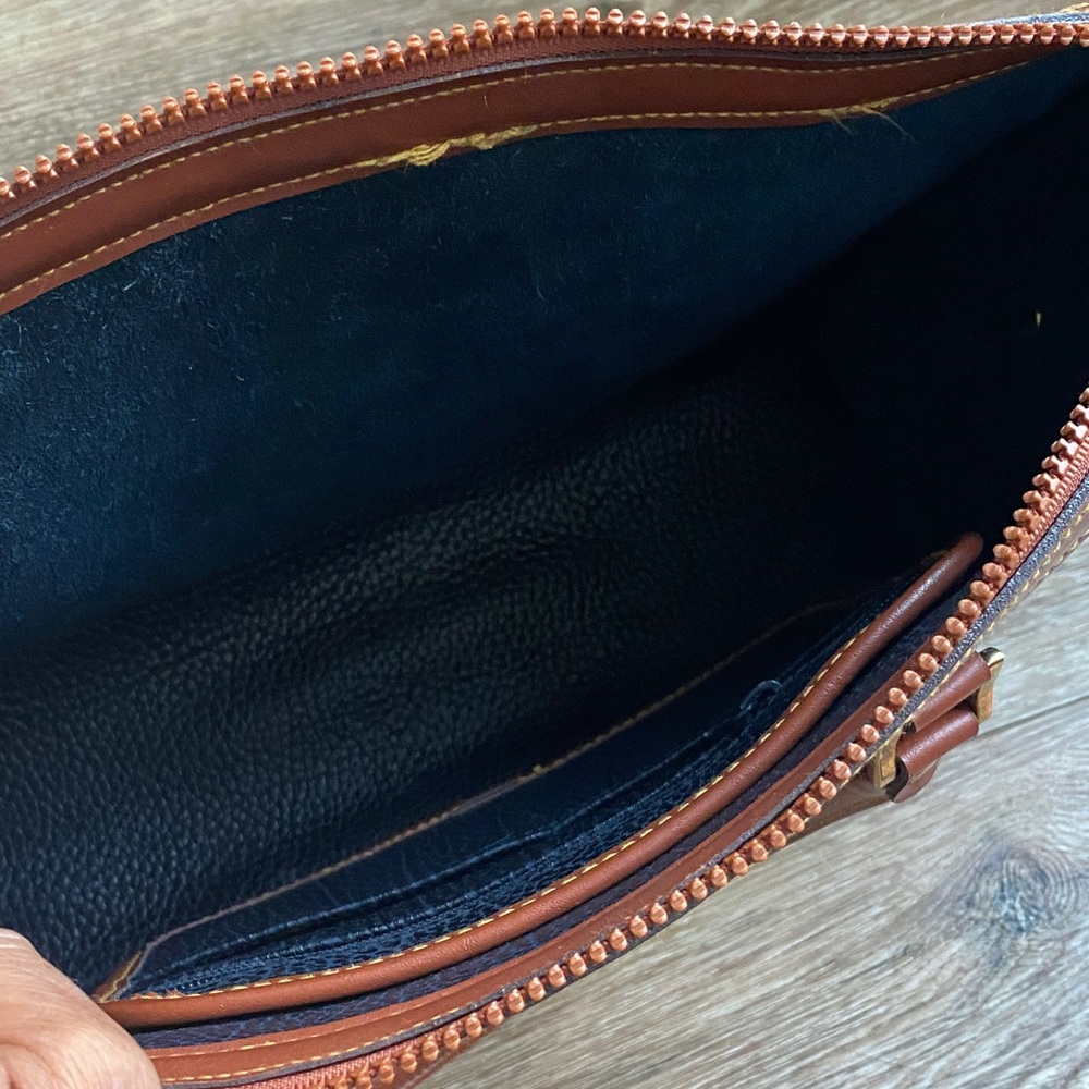Dooney & Bourke Black and Brown Pebbled Leather Satchel - Picture 9 of 15